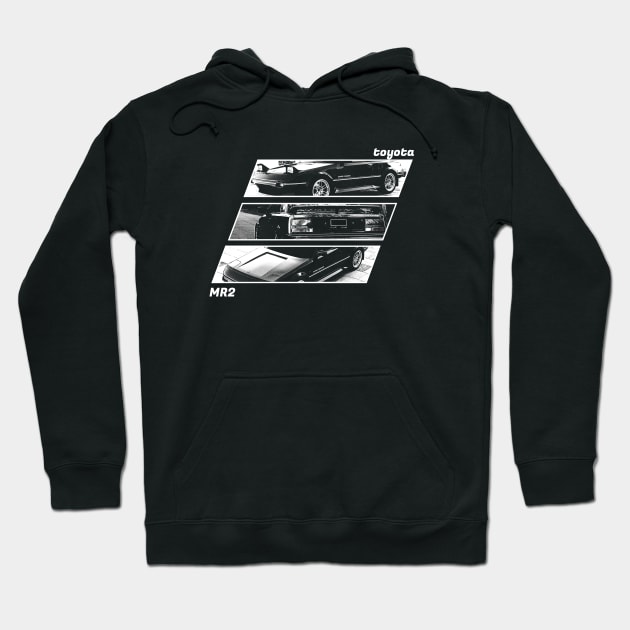 TOYOTA MR2 MK1 Black 'N White Archive 2 (Black Version) Hoodie by Cero